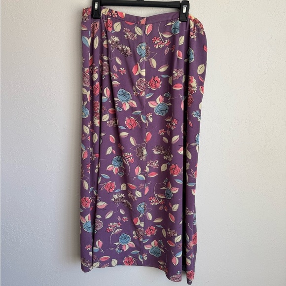 NWT Pendleton Purple Ditzy Floral Midi Skirt Womens 16W Romantic Flowy - Picture 4 of 4